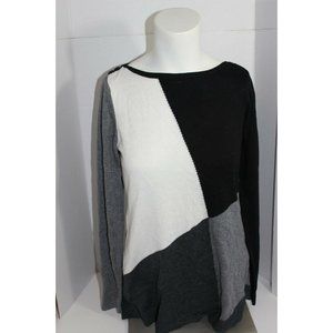 White House Black Market Medium Black Grey Angle Hem Colorblock SM 🇺🇸 ❤️